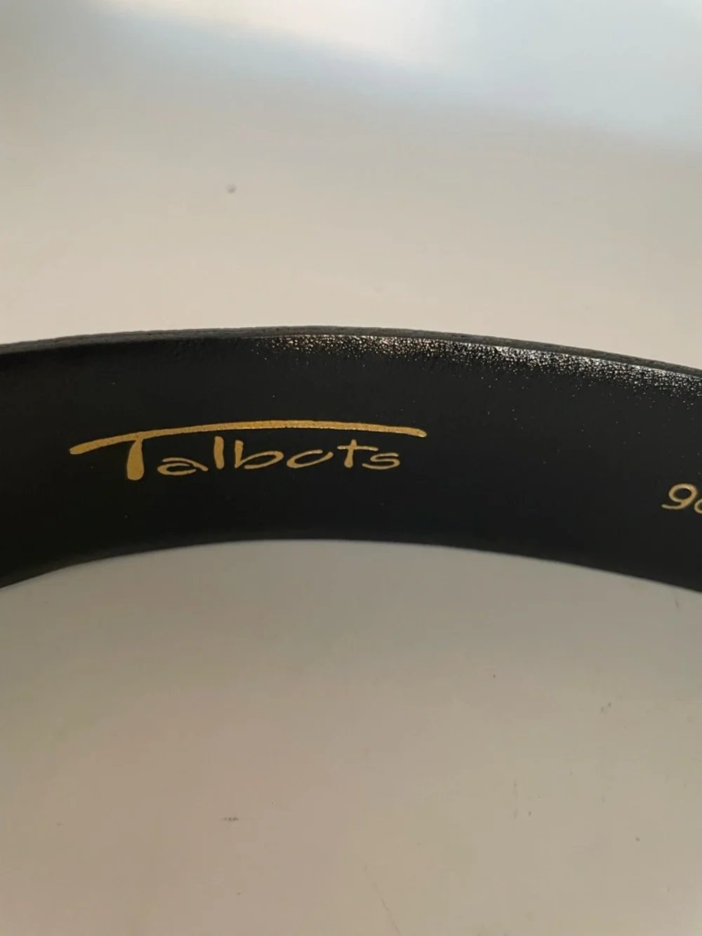 Talbots Black Textured Leather Belt with Gold Buckle